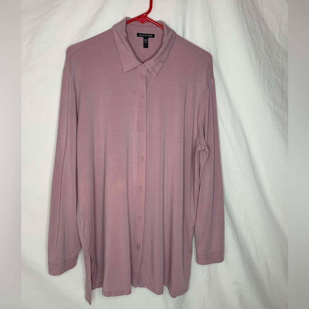 Eileen Fisher button shirt sizeL mauve/rose color